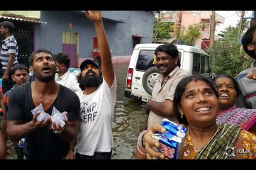 Celebs at Chennai Flood Relief Activities